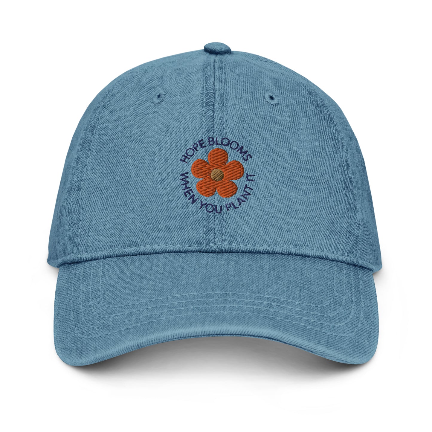 Hope Blooms Blue Denim Cap