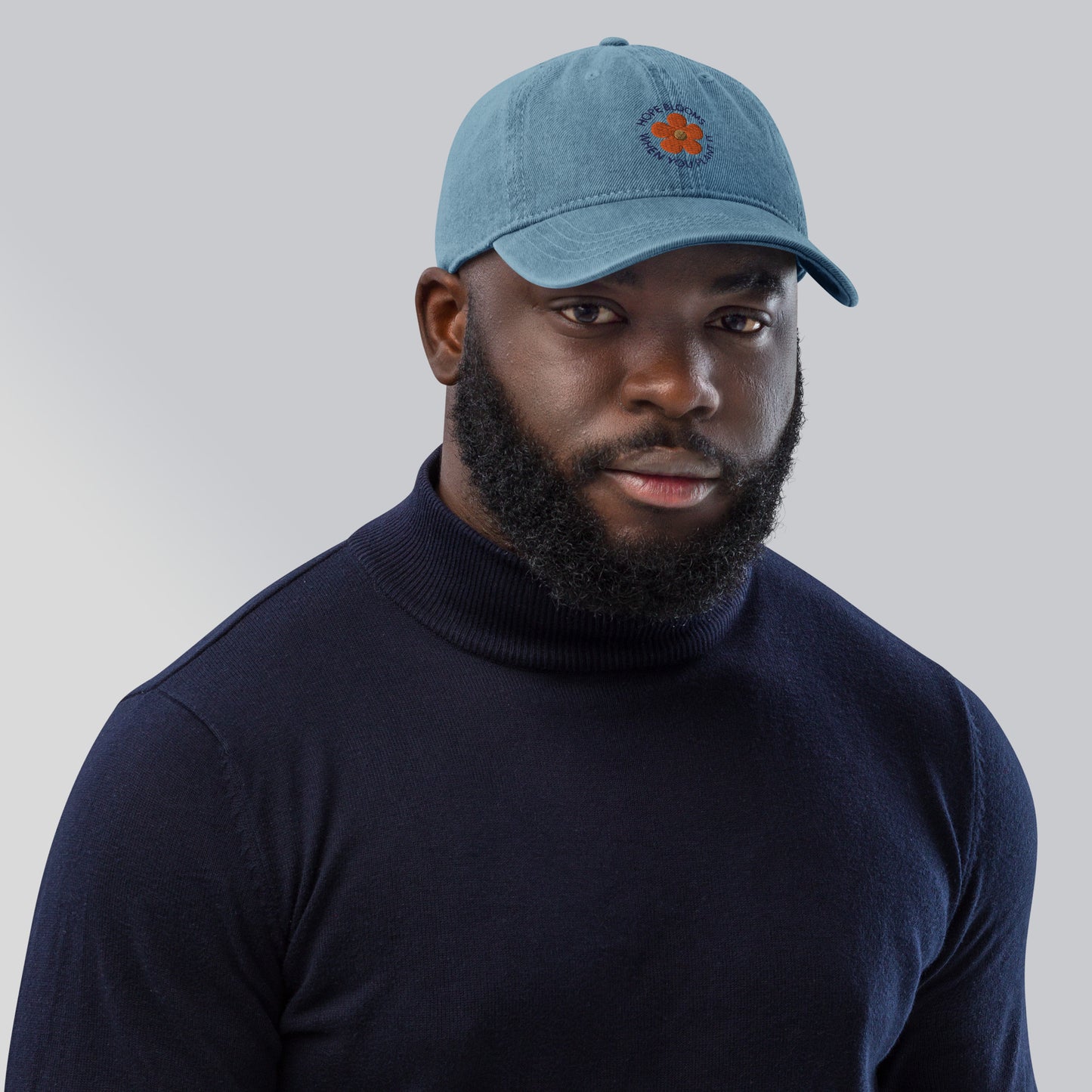 Hope Blooms Blue Denim Cap