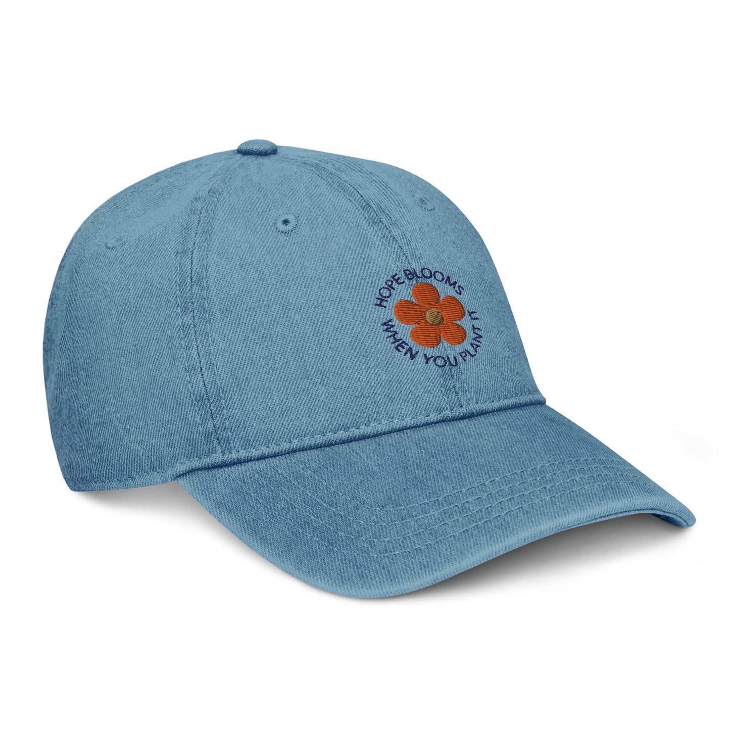 Hope Blooms Blue Denim Cap