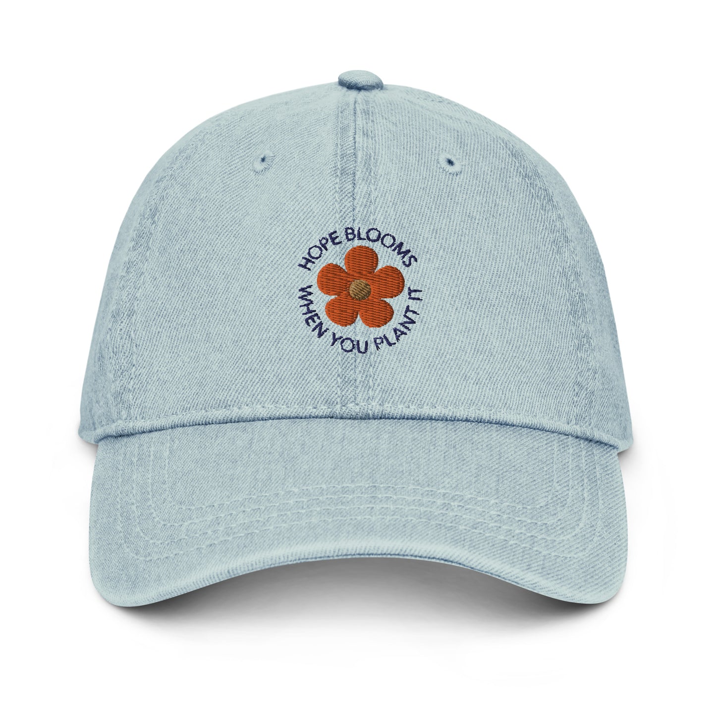 Hope Blooms Blue Denim Cap