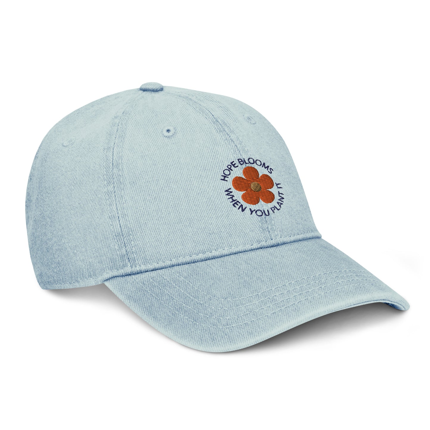 Hope Blooms Blue Denim Cap